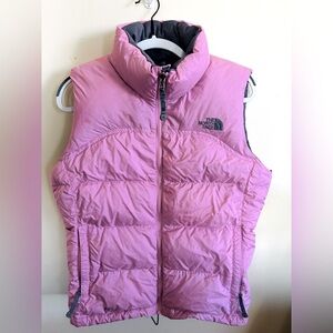Y2K baby pink North Face puffer vest goose feather 700 size medium